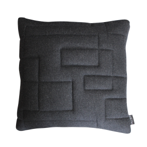 Pude Quiltet uld 50x50, Mrkegr